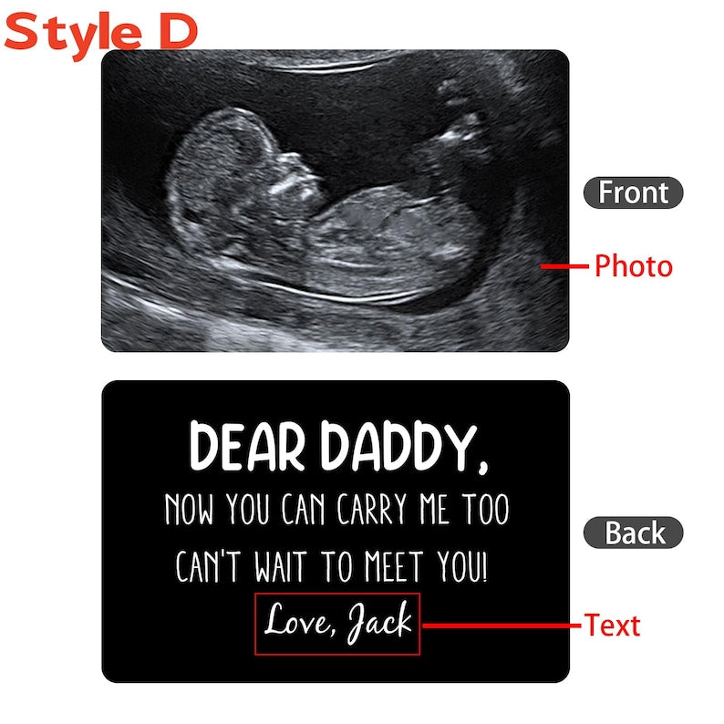 Custom Metal Ultrasound Picture Wallet Card,Perfect for New Baby Sonogram,Pregnancy Keepsake,new Dad,Baby Shower Present,Father's Day Gift