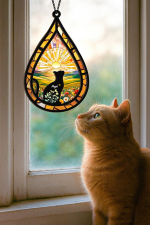 Cat Loss Memorial Suncatcher Personalized Loss of Cat Keychain Cat Sympathy Card Name Pet Ornament Cat Lovers Gifts Pet Passing Remembrance