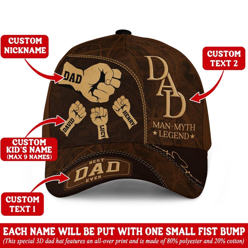Custom Best Papa Ever Hat, Custom Dad Hats, Best Gift for Dads, Daddy Fist Bump, Papa Hat, Gift for Papa, Fathers Day Hat, Fathers Day Gift