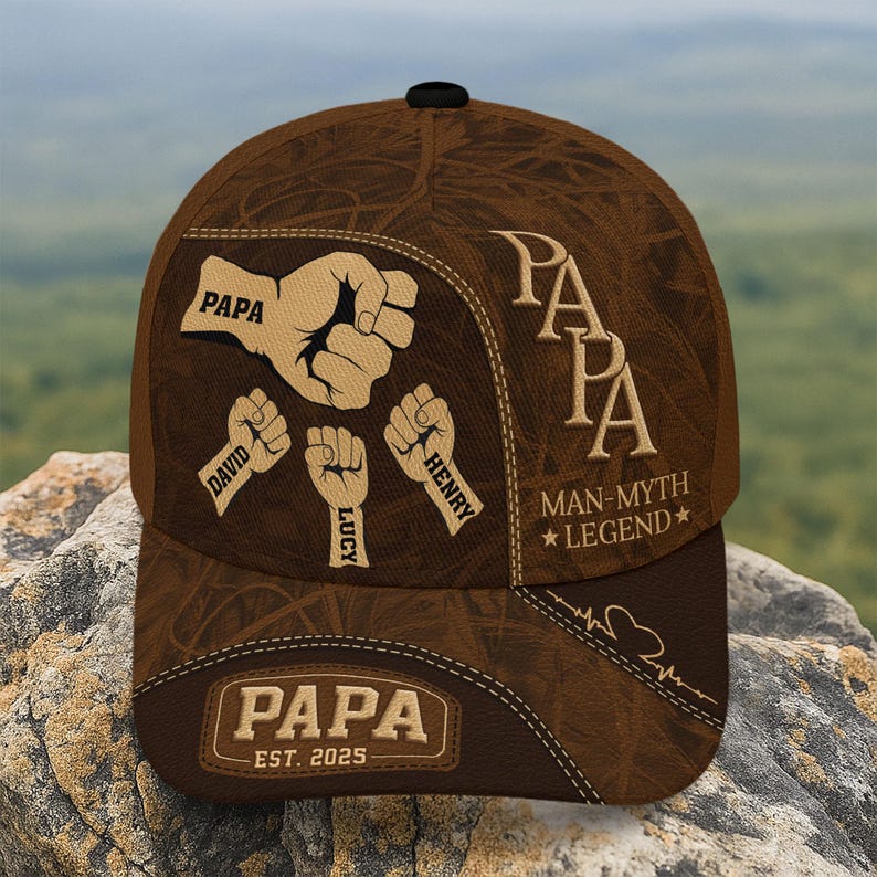 Custom Best Papa Ever Hat, Custom Dad Hats, Best Gift for Dads, Daddy Fist Bump, Papa Hat, Gift for Papa, Fathers Day Hat, Fathers Day Gift