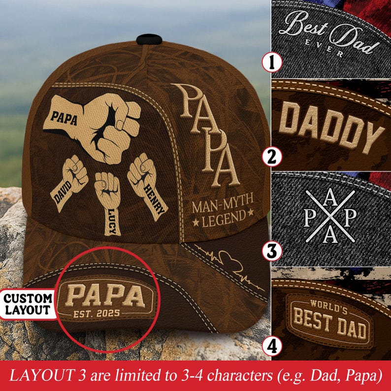 Custom Best Papa Ever Hat, Custom Dad Hats, Best Gift for Dads, Daddy Fist Bump, Papa Hat, Gift for Papa, Fathers Day Hat, Fathers Day Gift