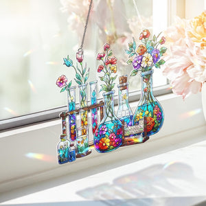 Science Classroom Acrylic Window Hanging | Chemistry Teacher Decor | Lab Glassware Art | Back to School STEM Gift for Teachers