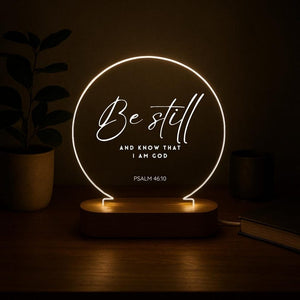 Custom Bible Verse Night Light Personalized Christian LED Lamp Religious Gift for Her, Faith Decor, Scripture Light with Wooden Base