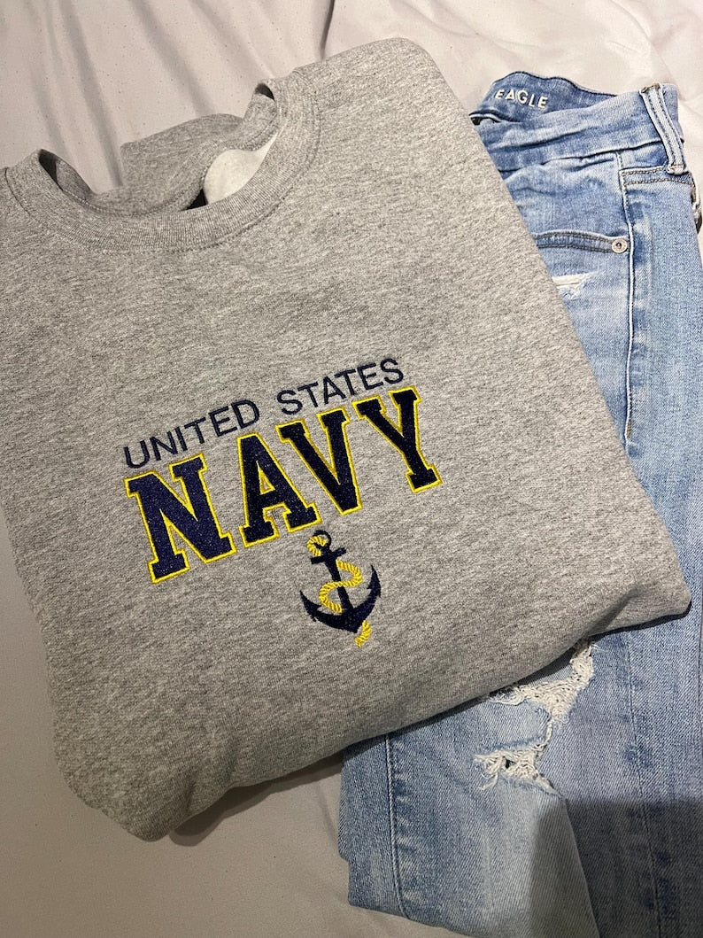 Embroidered US Navy Sweatshirt with Anchor Military Pride Pullover Navy Veteran Gift Patriotic Crewneck Unisex Armed Forces Sweater il_794xN.6900989636_ivrb.jpg