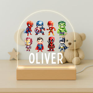 Personalised LED Superhero Lamp, Kids Night Light Gift, Kids Hero Light, Baby Boy Light, Birthday Gifts for Kids, Kids Bedroom Nursery Light