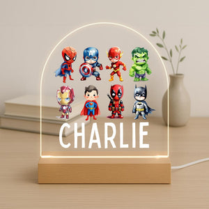 Personalised LED Superhero Lamp, Kids Night Light Gift, Kids Hero Light, Baby Boy Light, Birthday Gifts for Kids, Kids Bedroom Nursery Light