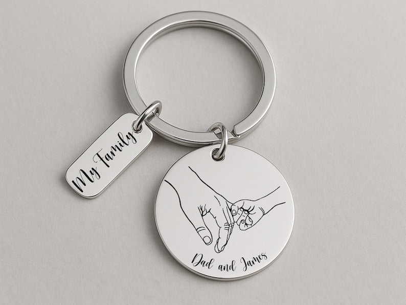 Personalised Daddy Keyring, Engraved Gift for Dad from Kids, Custom Father s Day Gift, New Dad Present, Daddy Birthday Keychain for Him