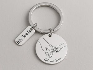 Personalised Daddy Keyring, Engraved Gift for Dad from Kids, Custom Father s Day Gift, New Dad Present, Daddy Birthday Keychain for Him