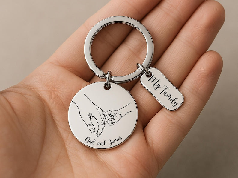 Personalised Daddy Keyring, Engraved Gift for Dad from Kids, Custom Father s Day Gift, New Dad Present, Daddy Birthday Keychain for Him