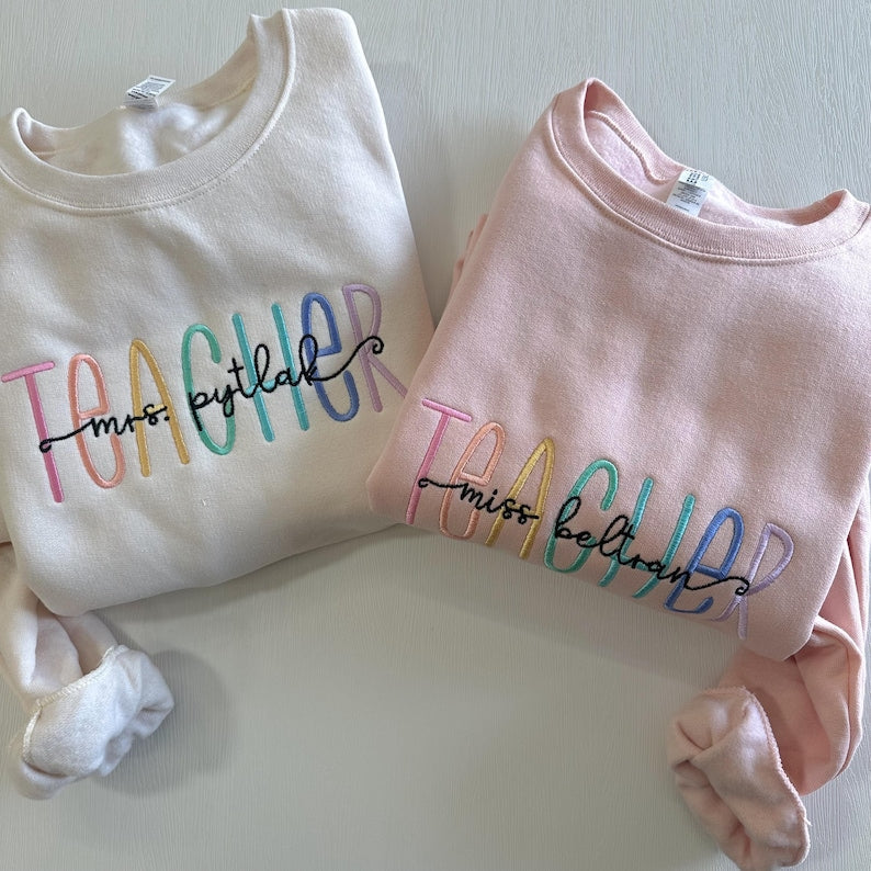 Embroidered Teacher Name Sweatshirt- Multicolor Teacher Crewnceck Sweater - Personalized Teacher Gift - Teacher Appreciation il_794xN.6902865611_8ruu.jpg