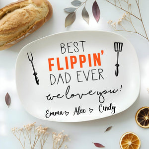 Best Flippin' Dad Ever Personalized Grilling Plate, Grilling Plate for Dad, Father Platter, Daddy Platter Gifts, Father's Day Gifts