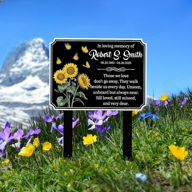 Custom Memorial Garden Sign, Sunflower Grave Marker, In Loving Memory Sign, Custom Outdoor Plaque, Sympathy Gift, Remembrance Yard Decor