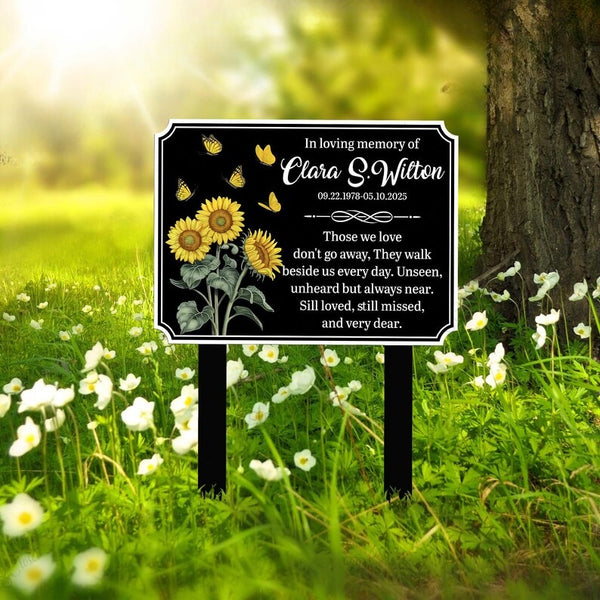 Custom Memorial Garden Sign, Sunflower Grave Marker, In Loving Memory Sign,  Custom Outdoor Plaque, Sympathy Gift, Remembrance Yard Decor
