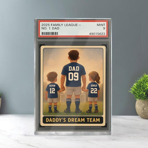 Soccer No.1 Dad Grandpa Man And Kids Trading Card Style Personalized Acrylic Block, Fathers Day Gift For Soccer Dad, Family Plaque Decor
