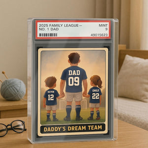 Soccer No.1 Dad Grandpa Man And Kids Trading Card Style Personalized Acrylic Block, Fathers Day Gift For Soccer Dad, Family Plaque Decor