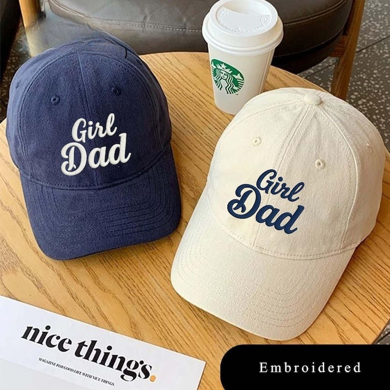 Embroidered Girl Dad Hat, Gift For New Dad Mom, Front & Back, Fathers Day Cap, Fathers Day Gift,Daddy Est,Gift For Dad,Baseball Hat,Dad Gift