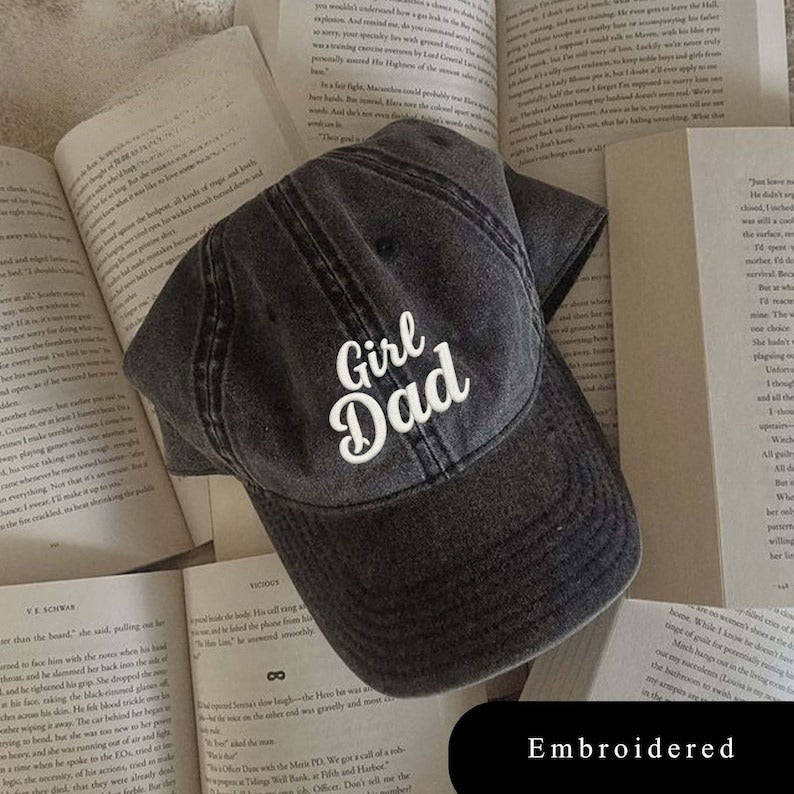Embroidered Girl Dad Hat, Gift For New Dad Mom, Front & Back, Fathers Day Cap, Fathers Day Gift,Daddy Est,Gift For Dad,Baseball Hat,Dad Gift