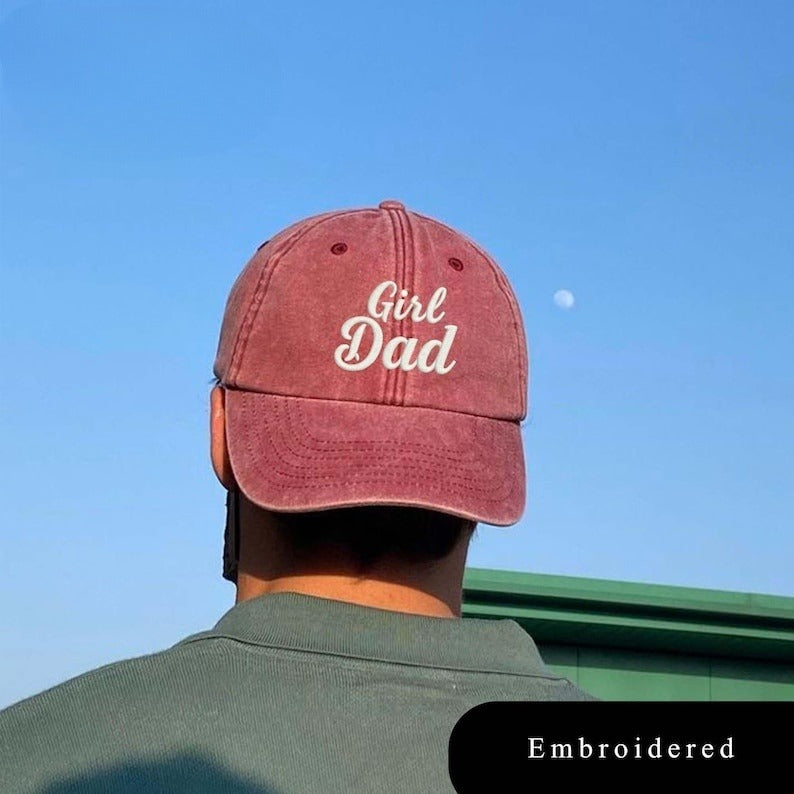 Embroidered Girl Dad Hat, Gift For New Dad Mom, Front & Back, Fathers Day Cap, Fathers Day Gift,Daddy Est,Gift For Dad,Baseball Hat,Dad Gift