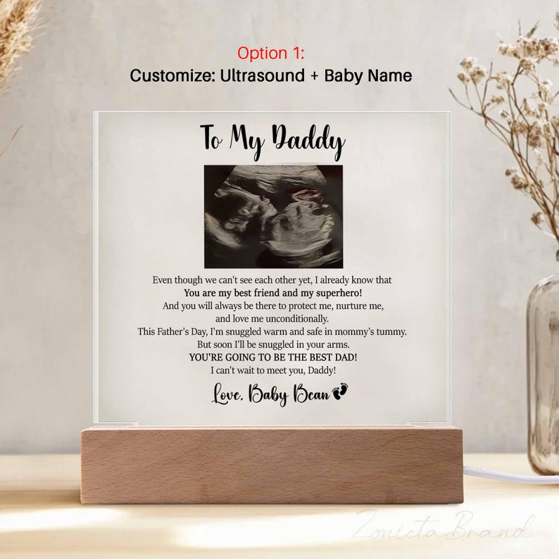 Personalized 3D Led light Gift for Daddy, Daddy To Be Gift from Bump, Ultrasound Photo Plaque for New Dad, Gift for New Dad, Fathers Day Gift