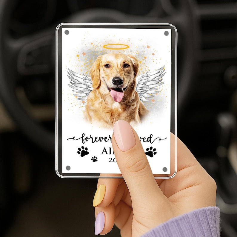 Personalized Pet Memorial Gift, Custom Photo Car Visor Clip, Gift For Dog Dad, Pet Remembrance Gift for Car, Pet Lover Gifts, Forever Loved