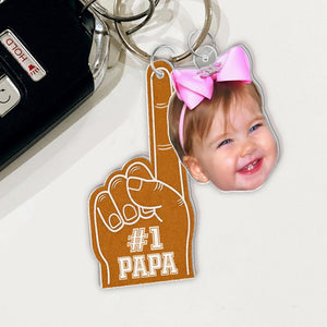 Personalized Father's Day Keychain, Father's Day Gift, 1 Dad Keychain With Photo Charm, Sports Dad Gift, Gift for Grandpa, Gift From Kids