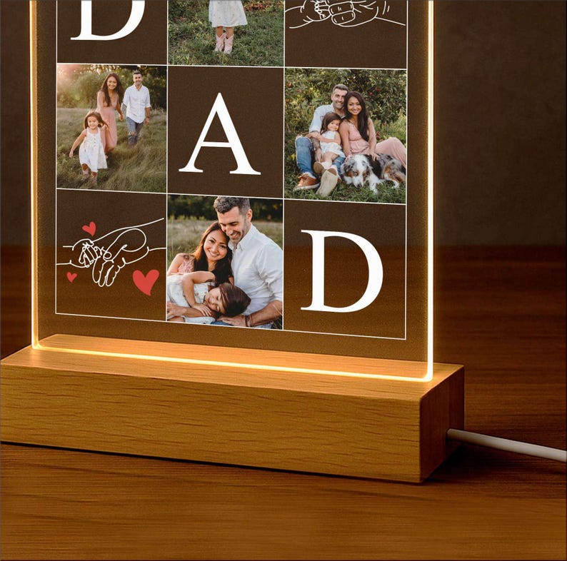 Personalized Dad Photo Collage Night Light, Custom Dad Photo Gift, Father's Day Gift, Gift for Dad, Best Dad Gift, Gift For Husband