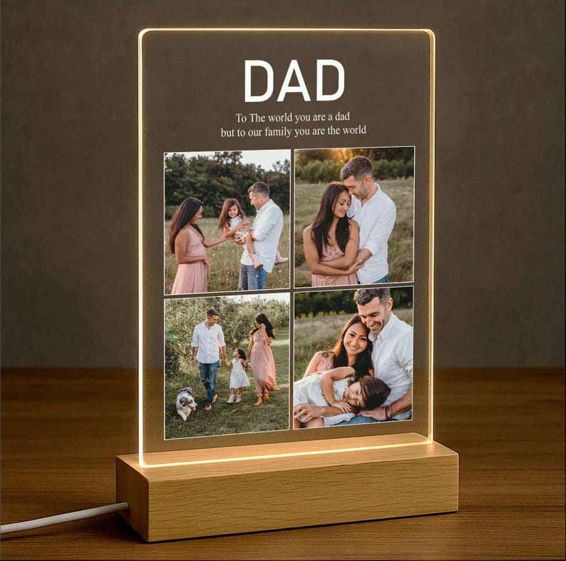 Personalized Dad Photo Collage Night Light, Custom Dad Photo Gift, Father's Day Gift, Gift for Dad, Best Dad Gift, Gift For Husband