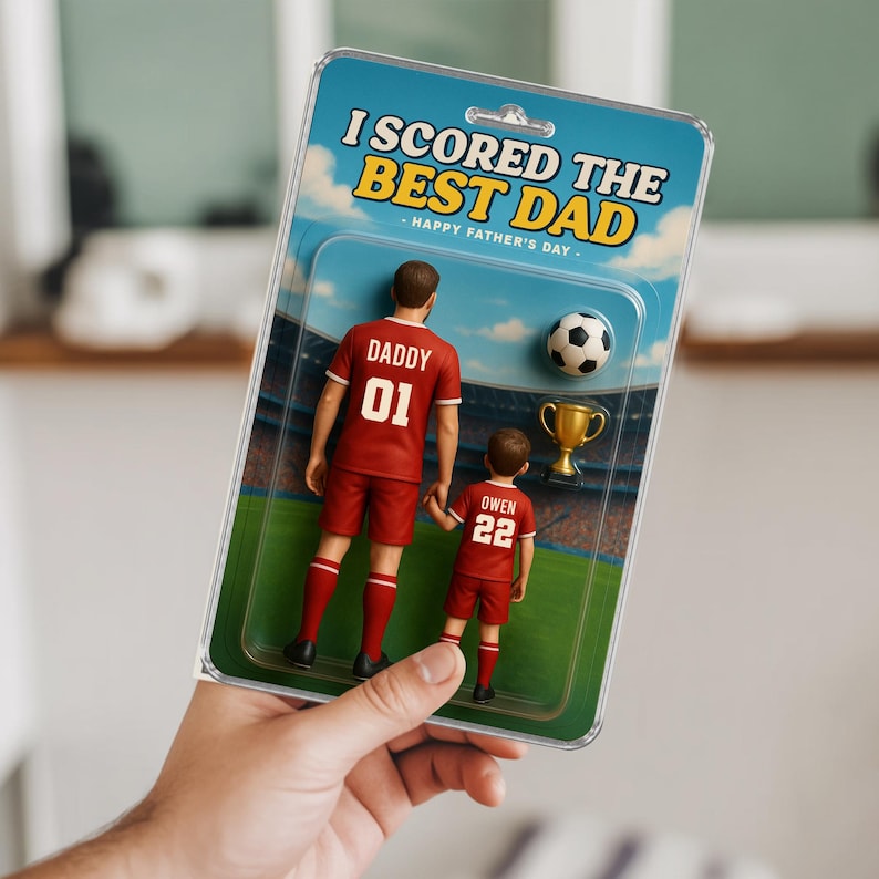 Custom I Scored The Best Dad Soccer Shape Acrylic Blocks, Father's Day Gift, Soccer Custom Figure, Gift For Husband, Soccer Gift For Dad.