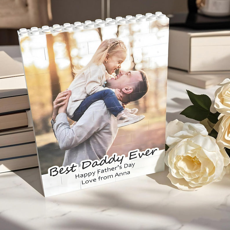 Personalized Father's Day Gift,Custom Photo Block,Building Brick Puzzle,Gift for Daddy,First Father's Day Gift,Unique Gift for Dad,Grandpa