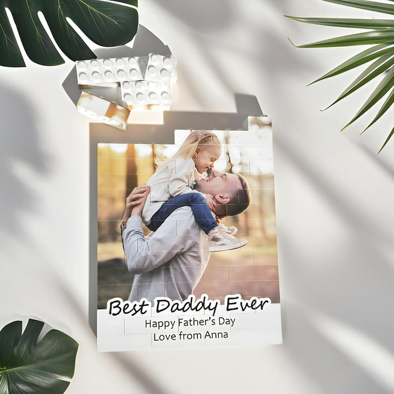 Personalized Father's Day Gift,Custom Photo Block,Building Brick Puzzle,Gift for Daddy,First Father's Day Gift,Unique Gift for Dad,Grandpa