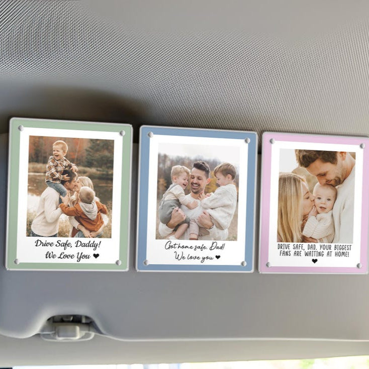 Custom Photo Car Visor Clip, Fathers Day Gift For Dad, Drive Safe Daddy Gift, Husband Gift Drive Safe Sun Visor Clip, Dad Car Accessories