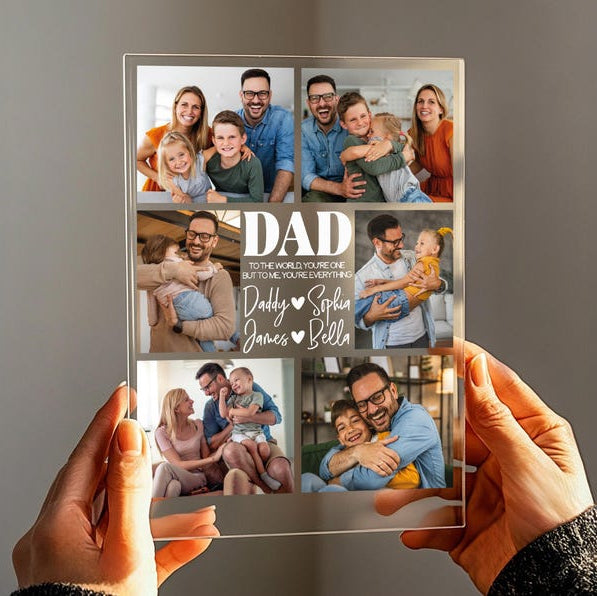 Personalized Photo Night Light Plaque, Photo Collage LED Light, Custom Photo Gifts for Father's Day, Custom Frame, Photo Keepsake for Dad