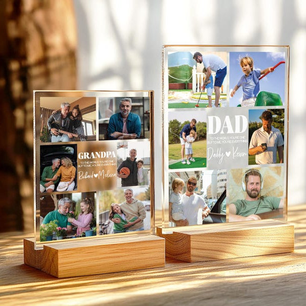 Personalized Photo Night Light Plaque, Photo Collage LED Light, Custom Photo Gifts for Father's Day, Custom Frame, Photo Keepsake for Dad