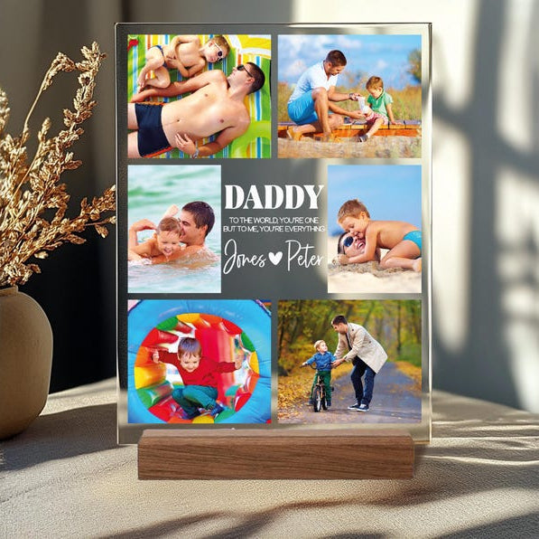 Personalized Photo Night Light Plaque, Photo Collage LED Light, Custom Photo Gifts for Father's Day, Custom Frame, Photo Keepsake for Dad
