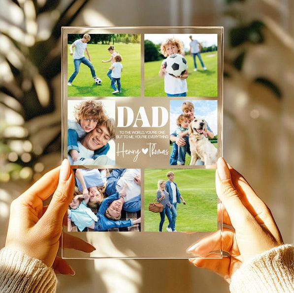 Personalized Photo Night Light Plaque, Photo Collage LED Light, Custom Photo Gifts for Father's Day, Custom Frame, Photo Keepsake for Dad