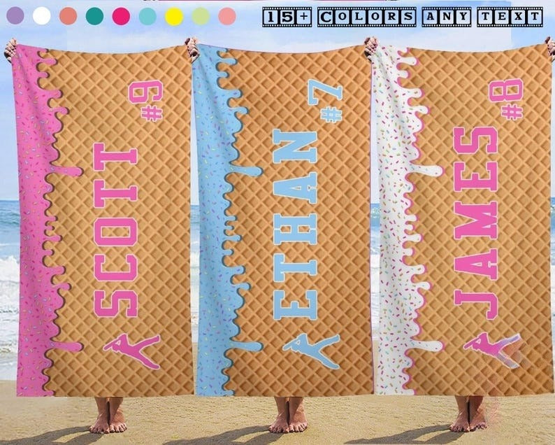 Trip Beach Towel with name Youth Baseball Gift,Ice Cream Drip Baseball Beach Towel For Boys bachelor party shower,Pool party,Team Gift birth