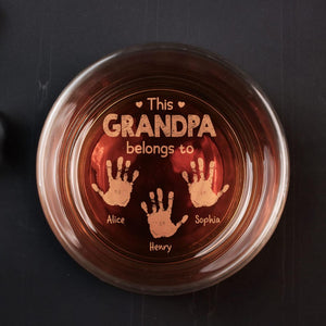 This Grandpa Belongs To Whiskey Glass, Custom Kids Name Whiskey Glass For Grandpa, Custom Gift For Dad, Father's Day Gifts, Grandpa Cup