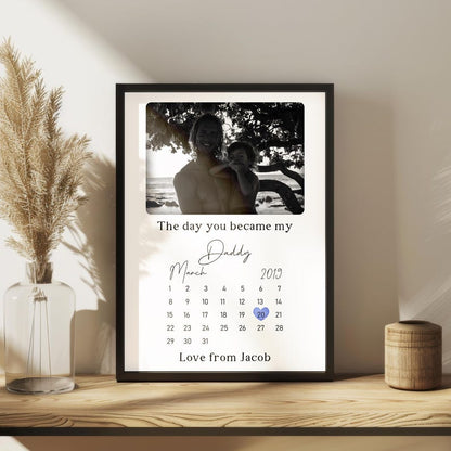 The day you became my daddy father's day birth date wood sign 2 layers, special keepsake for daddy, gift for dad, first fathers day gift