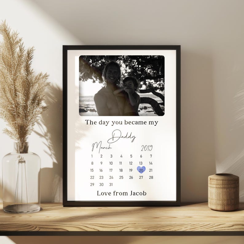 The day you became my daddy father's day birth date wood sign 2 layers, special keepsake for daddy, gift for dad, first fathers day gift