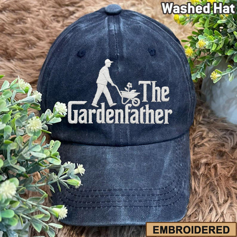 Embroidered The Gardenfather Washed Hat, Plant Daddy Hat, Botanical Dad Baseball Cap, Gardening Gift For Him, Funny Nature Embroidery Hat il_794xN.6906166657_g47o.jpg