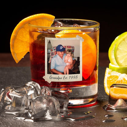 Custom Photo Dad Whiskey Glass, Fathers Day Gift, Gift for Dad, Grandpa Gift, Dad Birthday Gift, Custom Dad Est Whiskey Glass, Rocks Glass