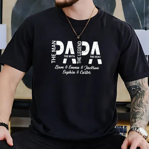 Personalized Papa Shirt, The Man The Myth The Legend The Hero, Papa Shirt With Kids Name, Papa Tshirt, Custom Papa Gift, Dad Shirt