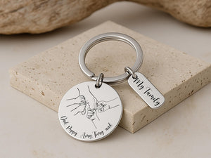 Personalised Daddy Keyring, Engraved Gift for Dad from Kids, Custom Father s Day Gift, New Dad Present, Daddy Birthday Keychain for Him