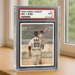 Baseball No. 1 Dad Man And Kids Trading Card Style Personalized Acrylic Block, Dad Plaque, Father's Day Gift for Baseball Husband, Dad
