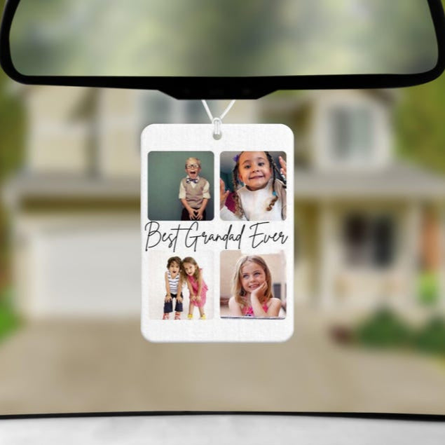 Custom Photo Car Air Freshener Personalised Gift for Grandad, Scented Air Freshener, Memory Keepsake, Car Accessory, Gift from Kids Grandkids
