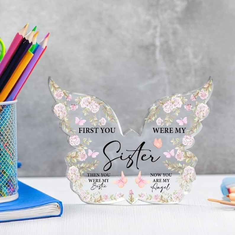 Best Friend Gift, Butterfly Gift For My Sister, Birthday Gift To My Sister, Acyrlic Stand For My Sister, Unique Acrylic Stand For Bestie