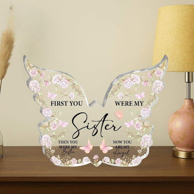 Best Friend Gift, Butterfly Gift For My Sister, Birthday Gift To My Sister, Acyrlic Stand For My Sister, Unique Acrylic Stand For Bestie