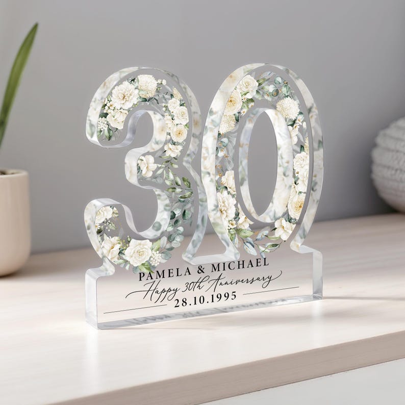 Personalised 30th Anniversary Gift, Pearl Anniversary Plaque, Anniversary Gifts, 30th Anniversary Gift for Husband Wife Parents