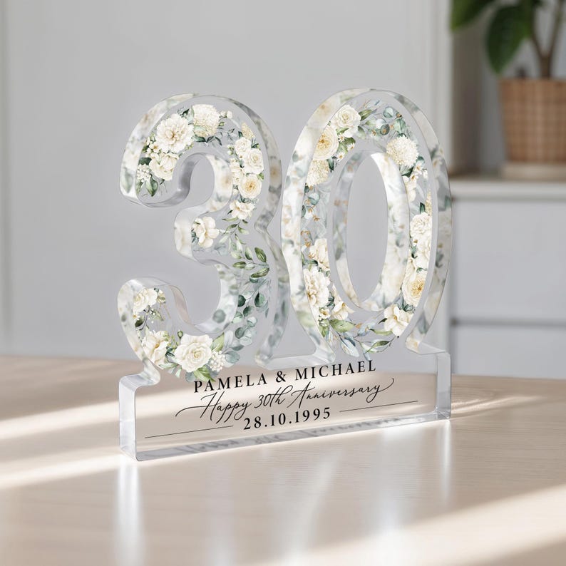 Personalised 30th Anniversary Gift, Pearl Anniversary Plaque, Anniversary Gifts, 30th Anniversary Gift for Husband Wife Parents