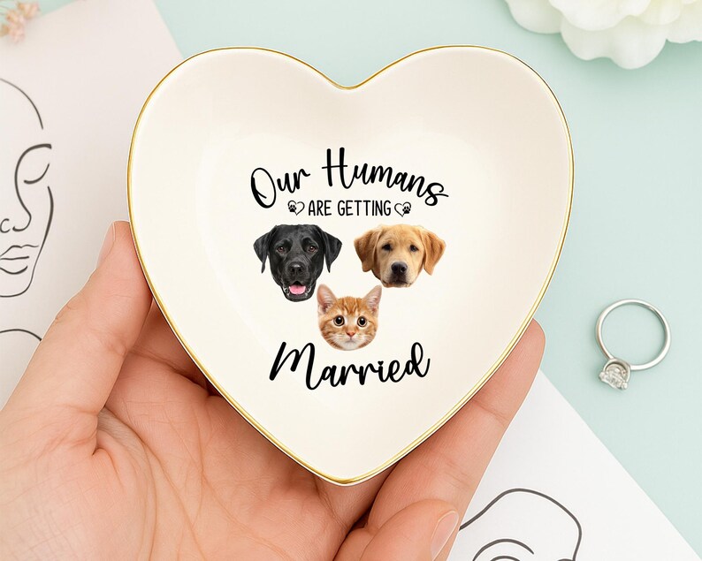 Personalized Pet Wedding Ring Dish, Our Humans Are Getting Married, Funny Engagement Gift from Dog Lover, Cat Lover, Pet Owner Gifts